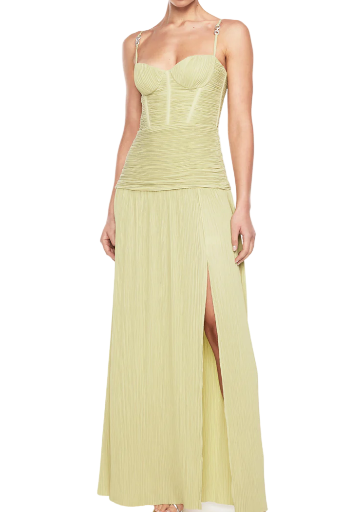Lime Green Double Time Pleat Dress