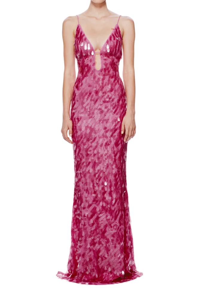 Sapphire Sequin Maxi Dress in Fuchsia