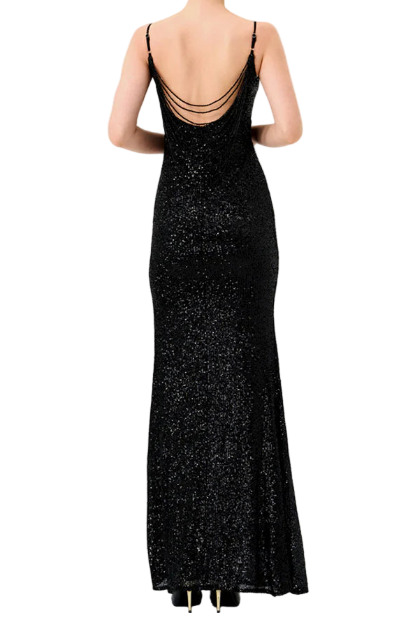 Black Inaya Plunge Neck Maxi