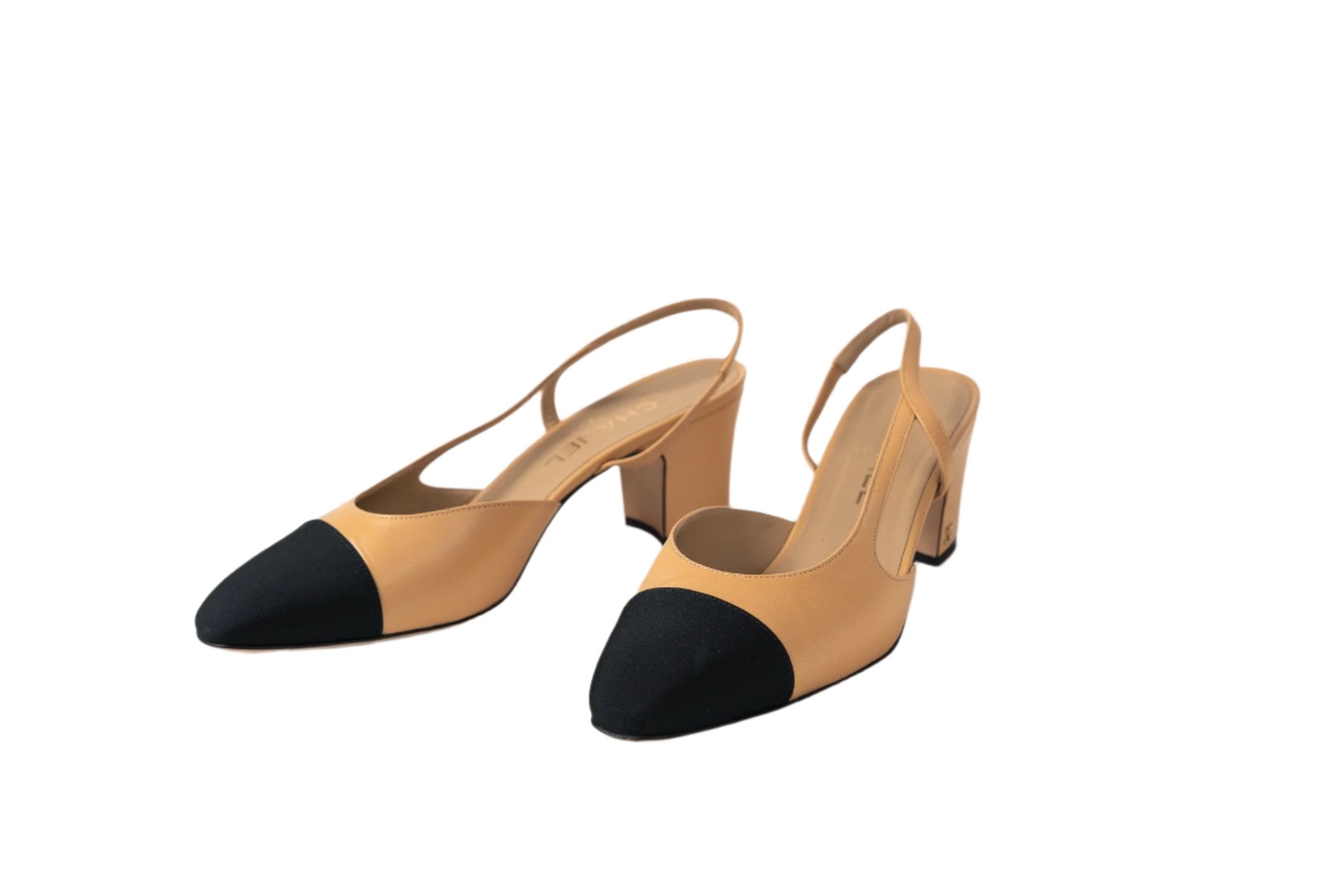 CHANEL Beige GOAT SKIN SLINGBACKS