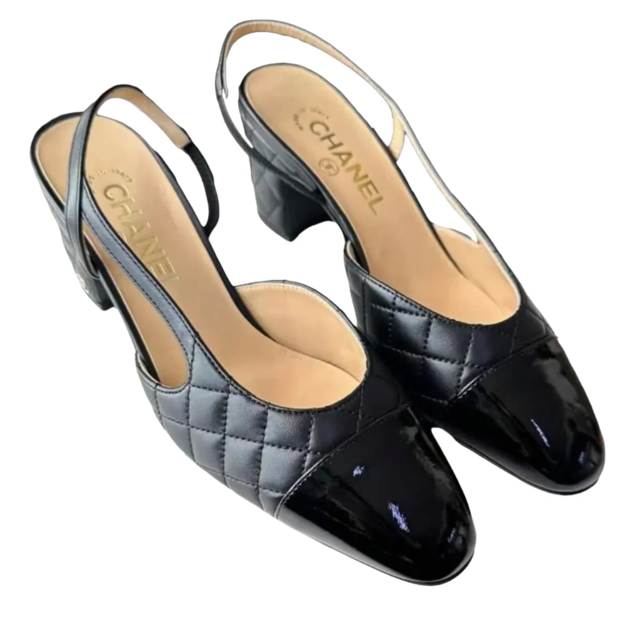 Chanel Black Leather Slingbacks