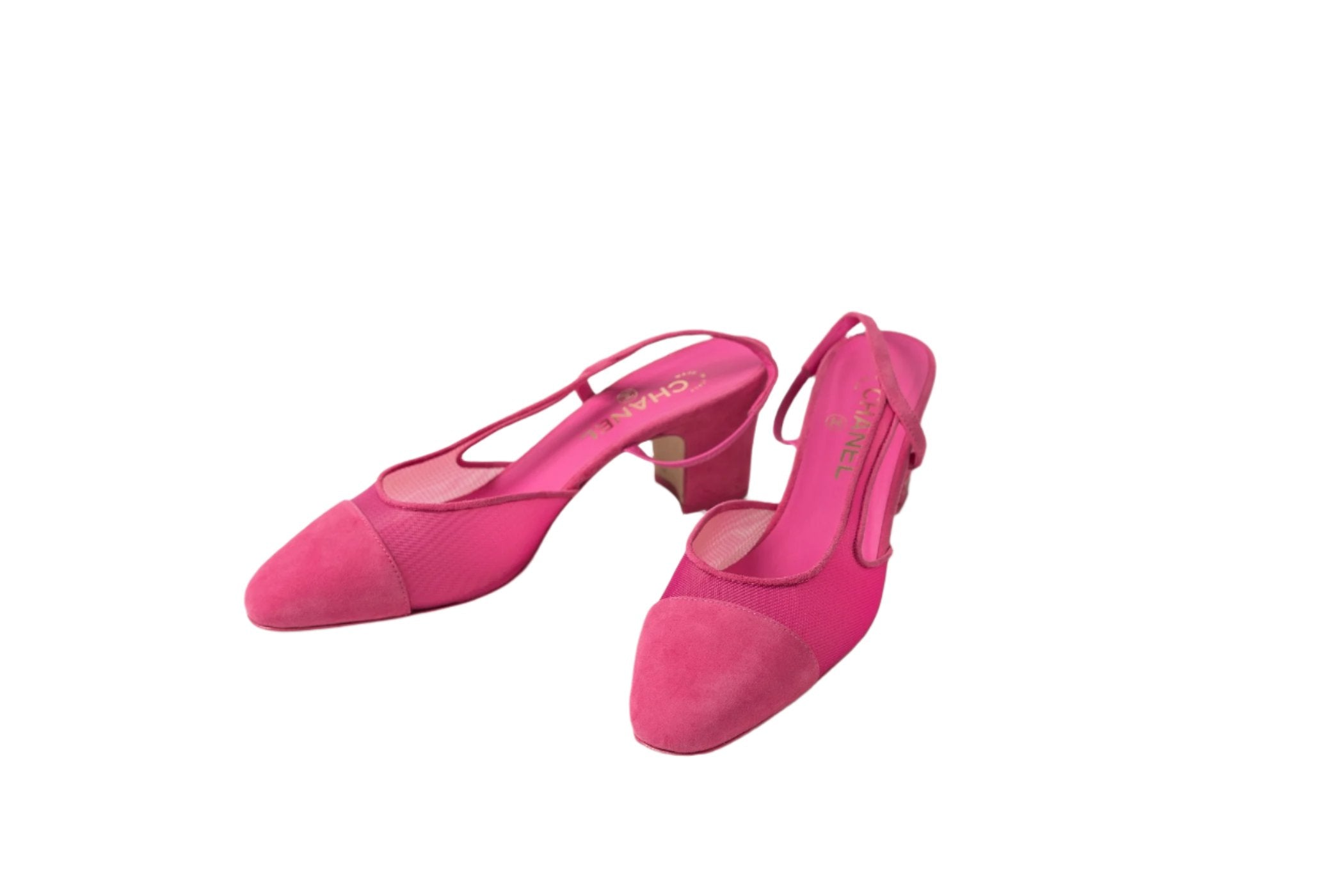 CHANEL PINK GOAT SKIN SLINGBACKS