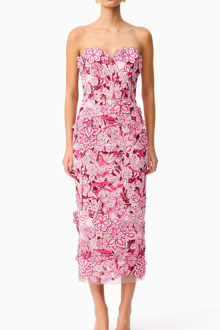 Roseate Strapless Midi Dress