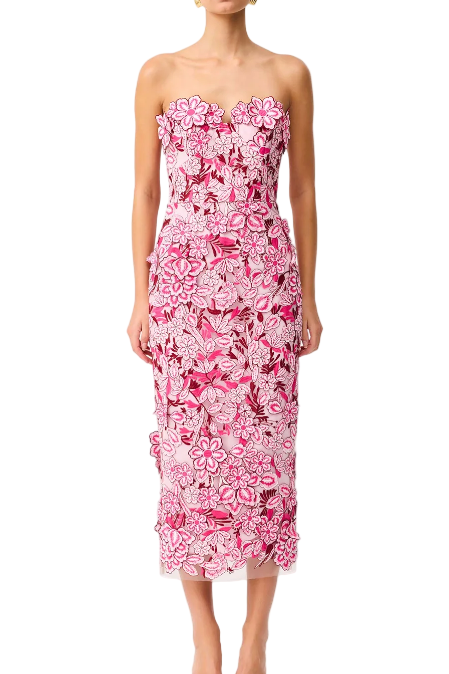 Roseate Strapless Midi Dress