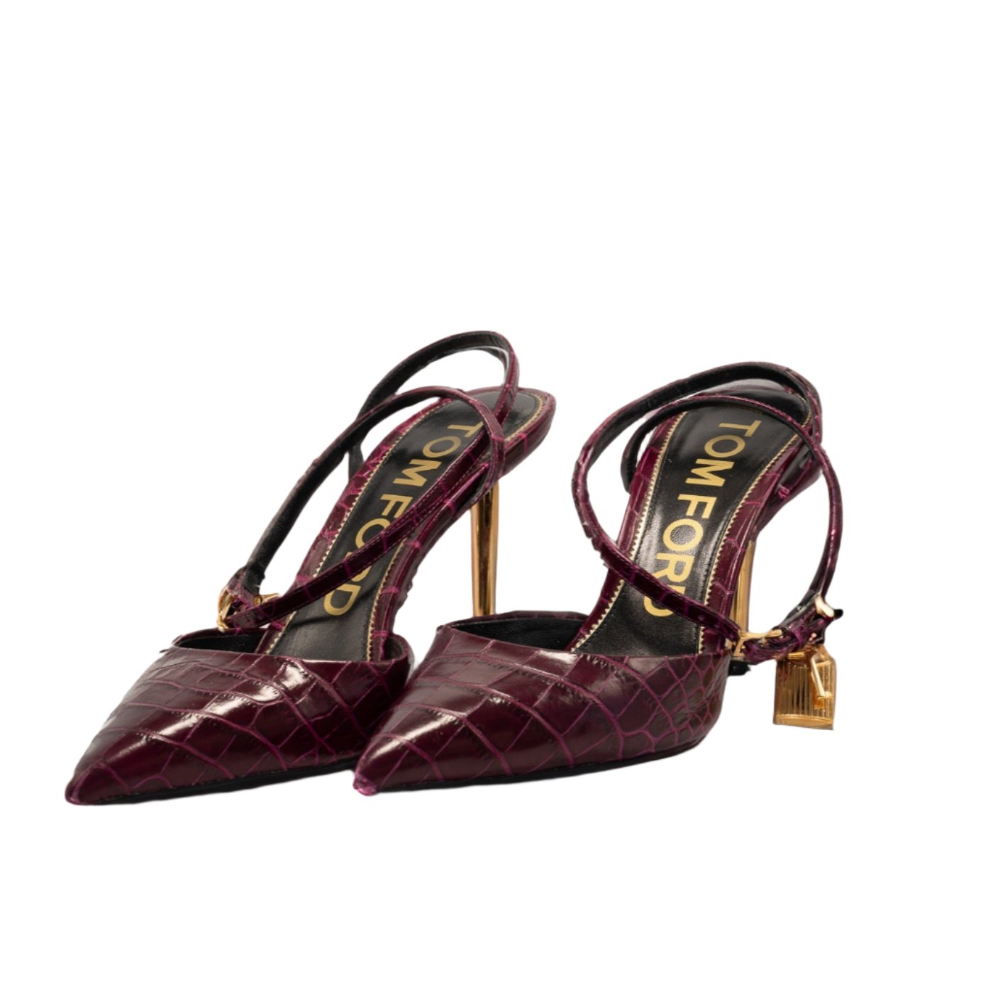 Croc Leather Padlock Slingback