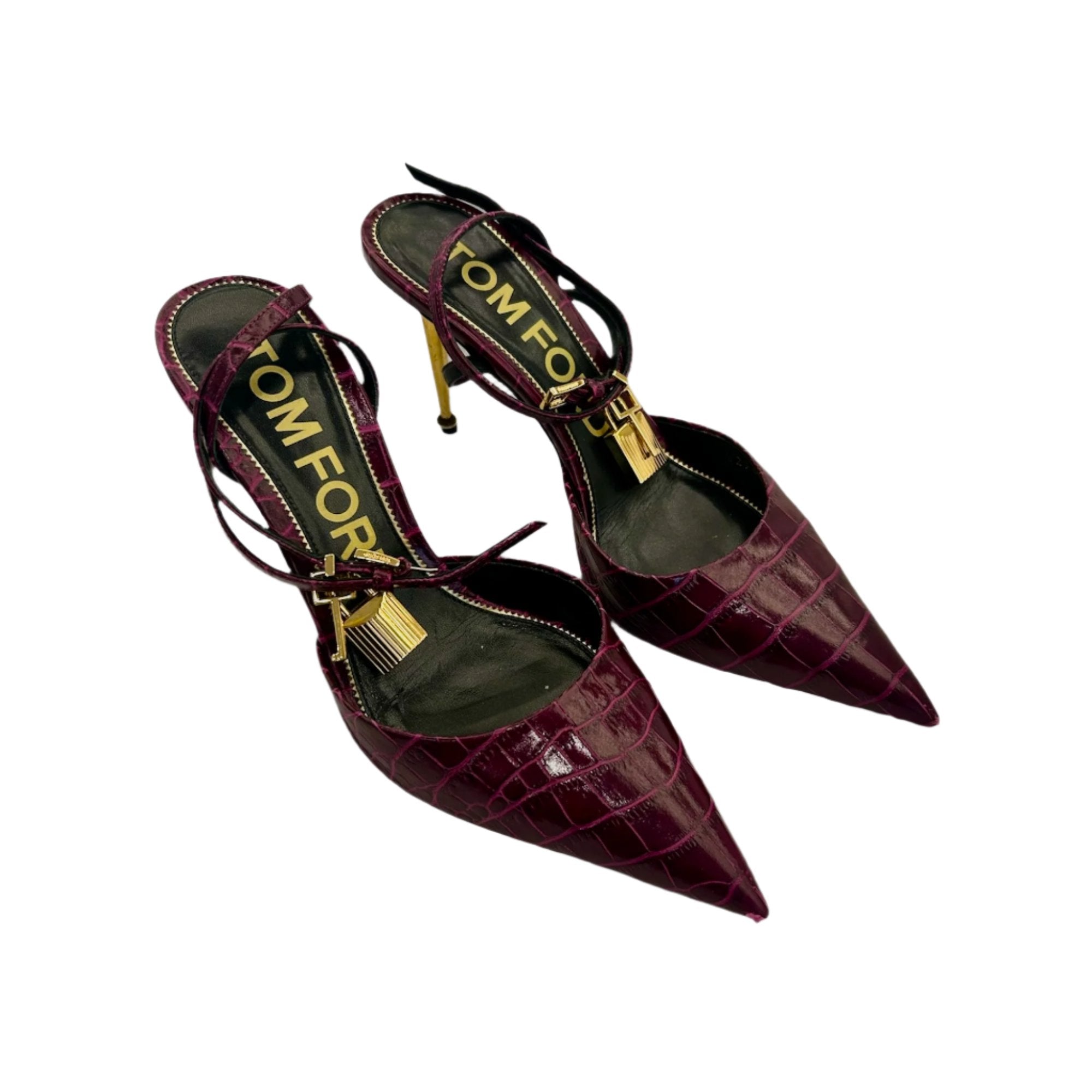 Croc Leather Padlock Slingback