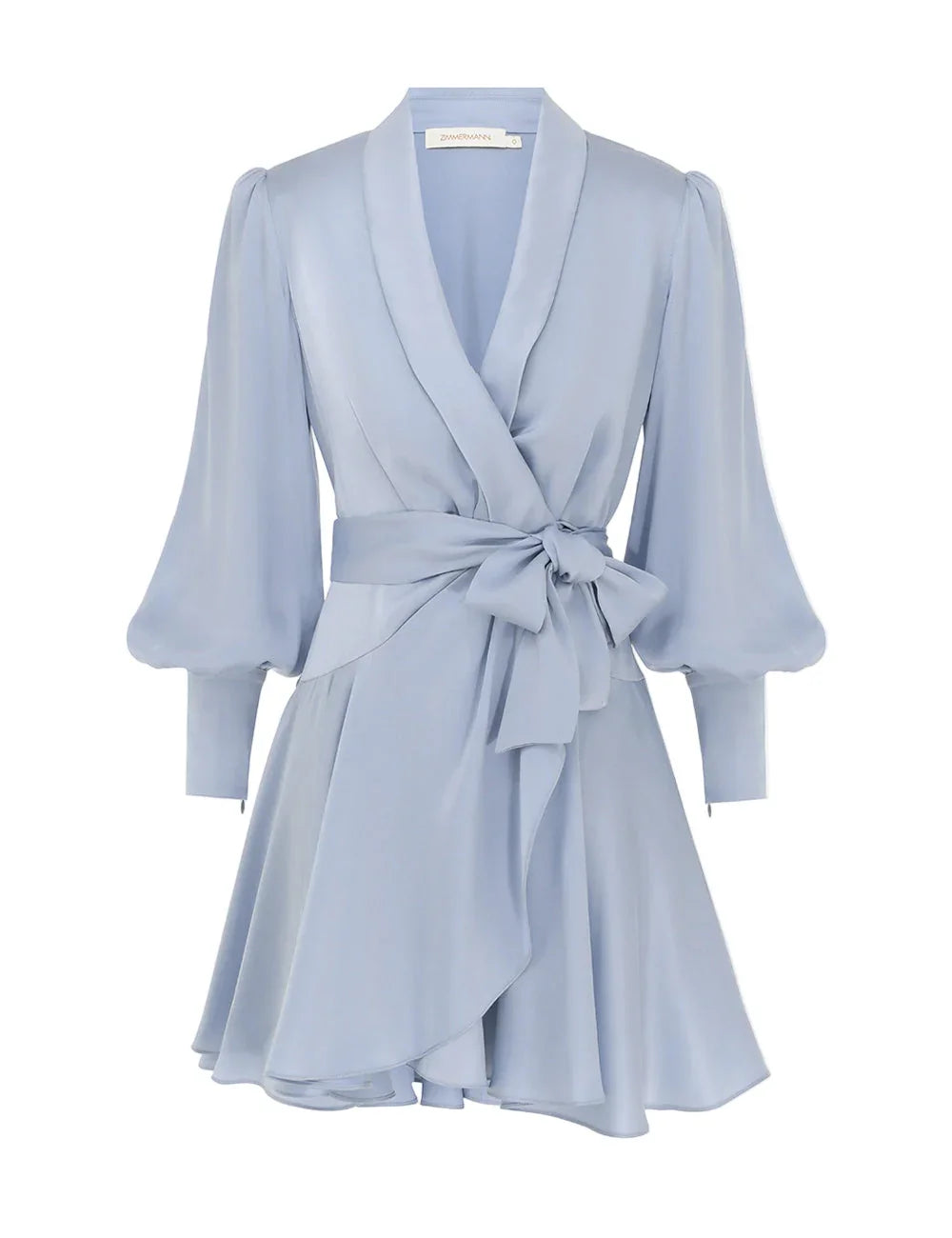 Zimmermann Pale Blue Silk Wrap Mini Dress Hire