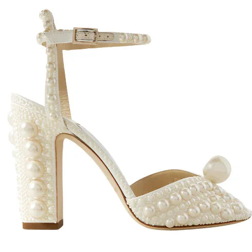 Jimmy Choo Sacaria Pearl Block Heel Sandals available at Style Me Up, Central Coast, Australia