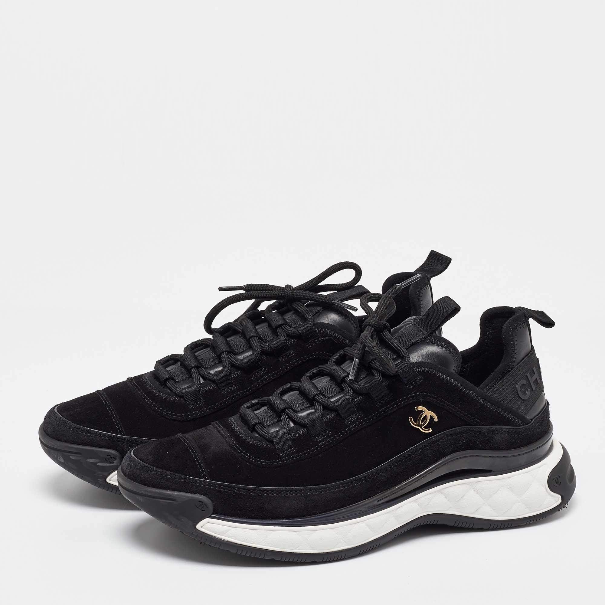 Chanel Suede Calfskin Nylon Grosgrain CC Sneakers available at Style Me Up, Central Coast, Australia