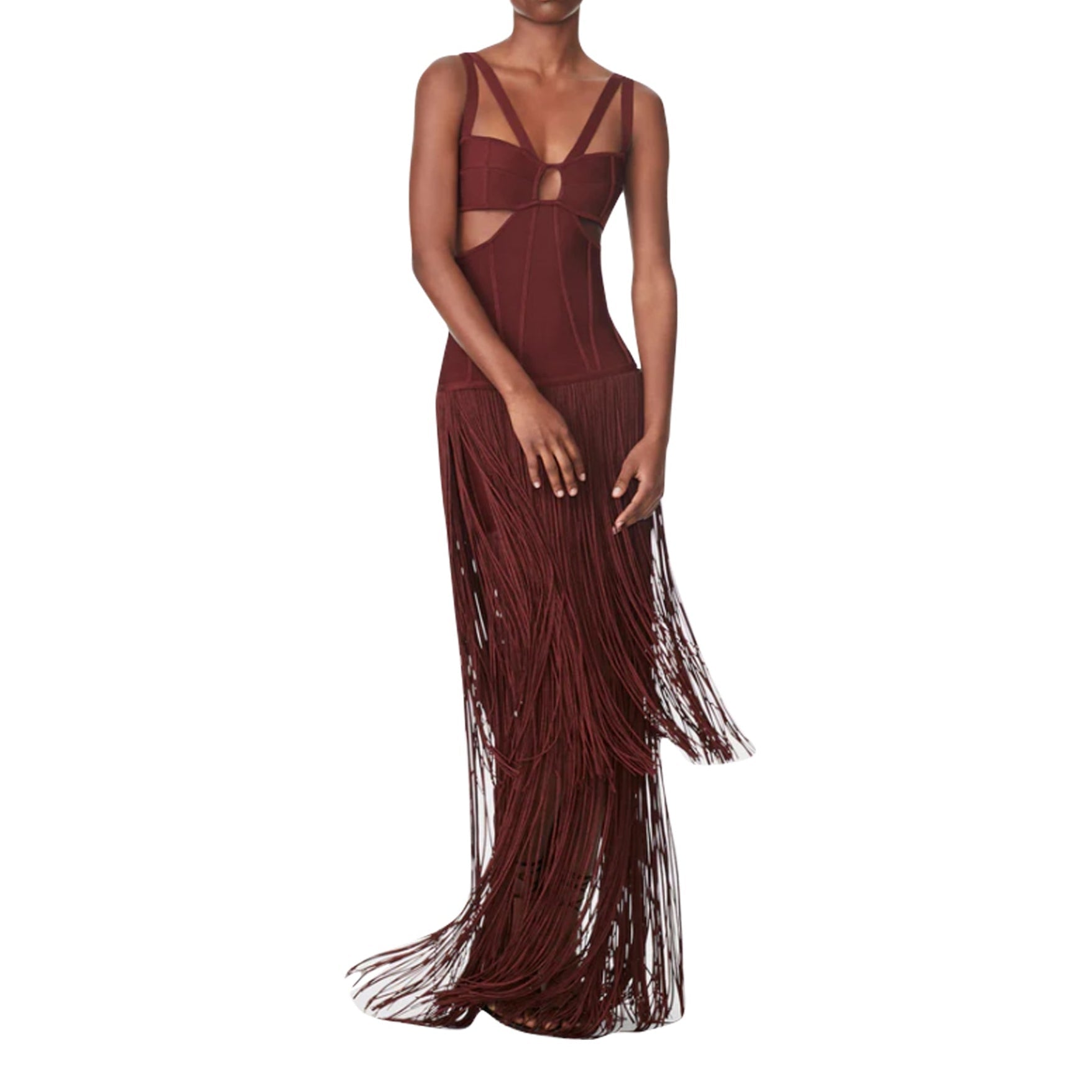 Strappy Fringe Gown