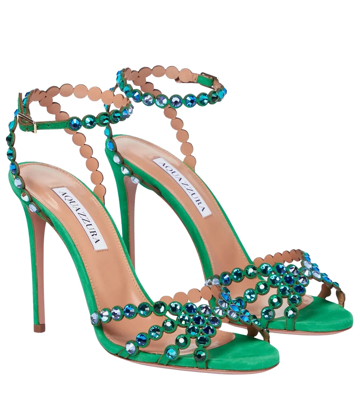 Aquazzura Green Tequila Embellished Heel Sandals available at Style Me Up, Central Coast, Australia