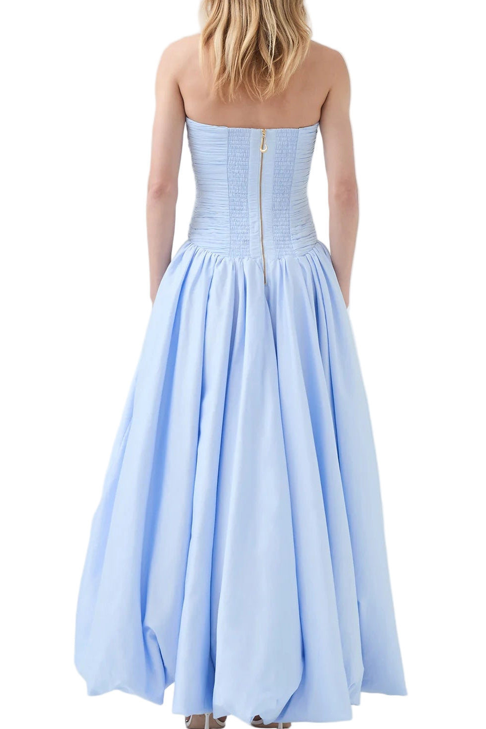 Back view of Aje Violette Bubble Hem Maxi Dress. Available for try-on in Central Coast, NSW, with Australia-wide delivery.