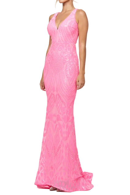 Bariano Harita V Neck Fishtail Gown available at Style Me Up, Central Coast, Australia