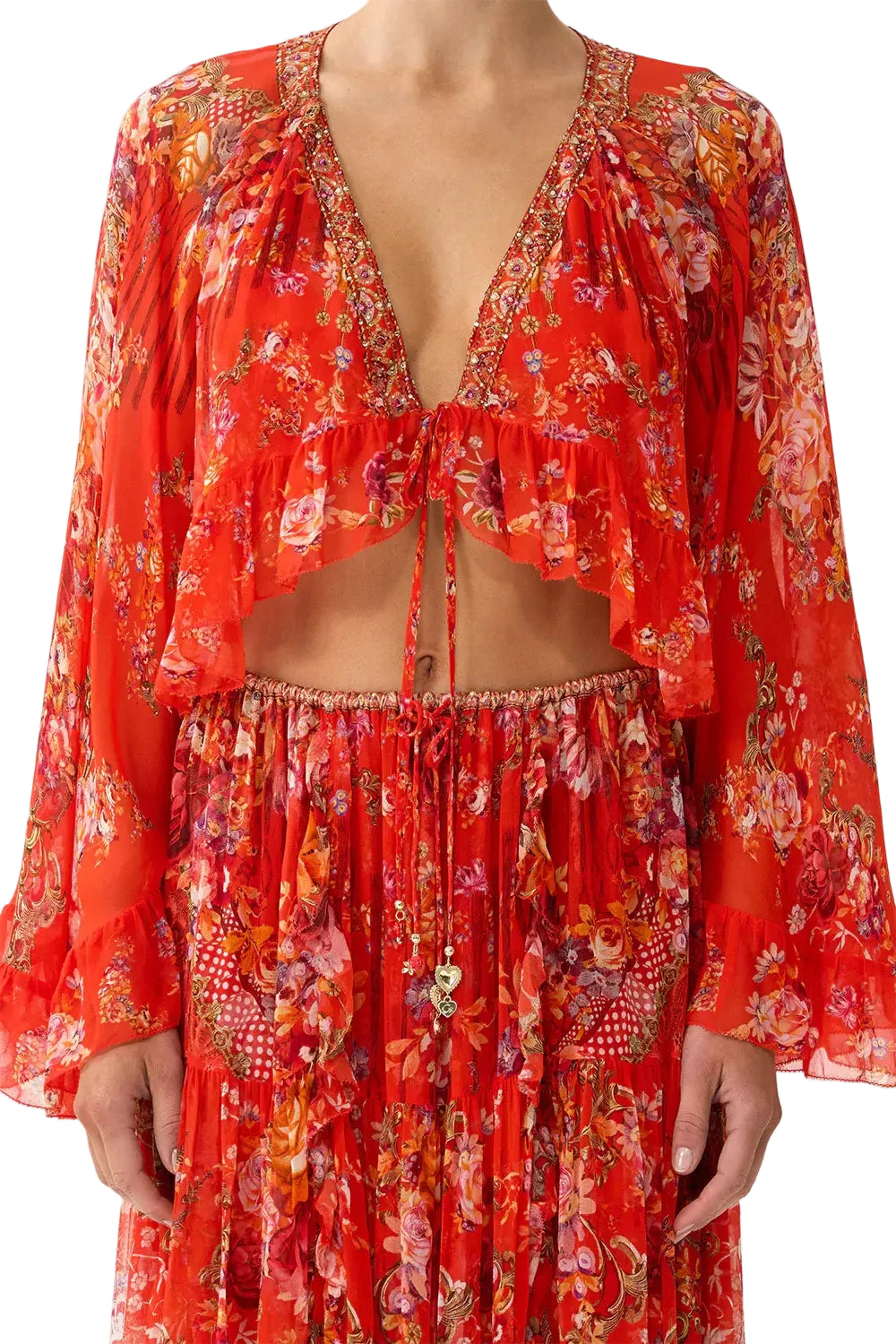 Camilla Crop Ruffle Top Ole Ole