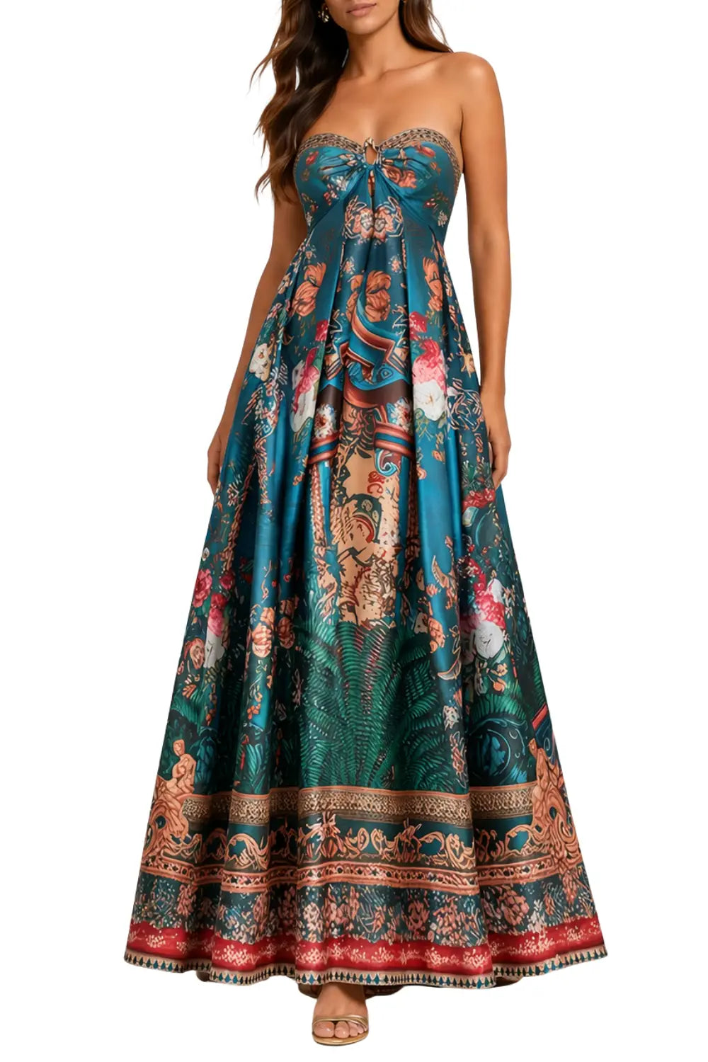 Camilla Verdis World Strapless Maxi Dress