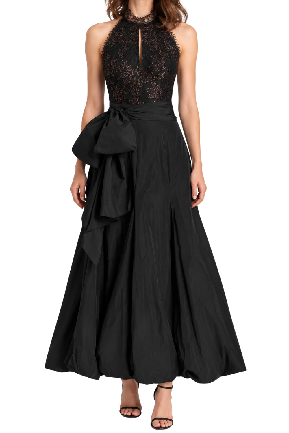Carla Zampatti Black Metallic Lace Halter Top