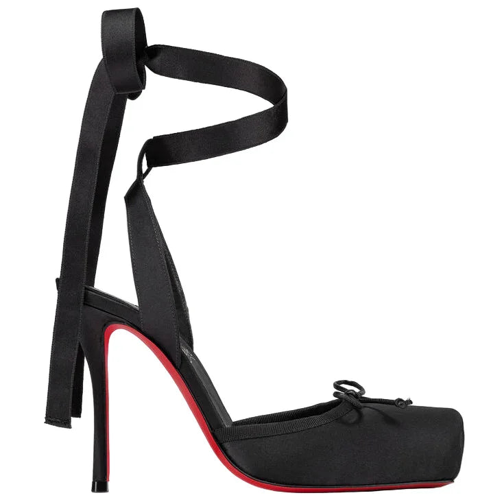 Christian Louboutin Cassia Black 100mm Lace-Up Pumps available at Style Me Up, Central Coast, Australia