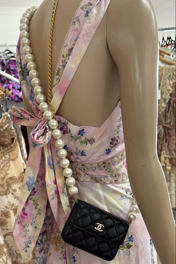 Chanel Pearl Strap Mini Crossbody Bag in Black Lambskin available at Style Me Up, Central Coast, Australia