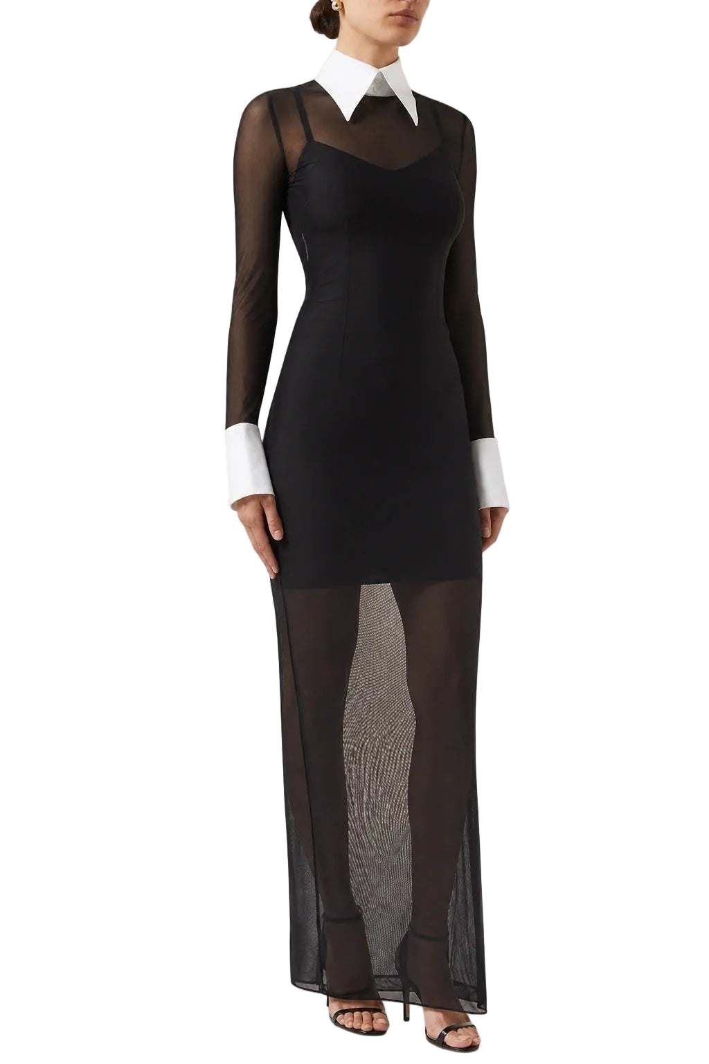 Dolce & Gabbana Collared Stretch Tulle Maxi Dress