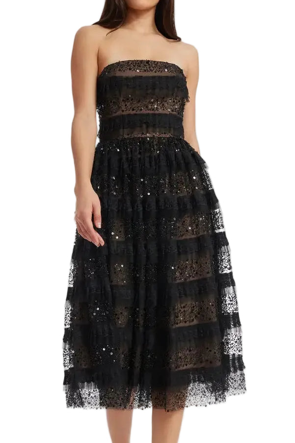 Dress The Population Ruby Tiered Beaded Lace Dress