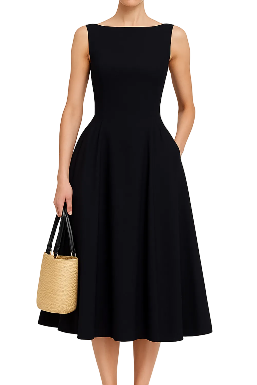Helsa Black Midi Dress