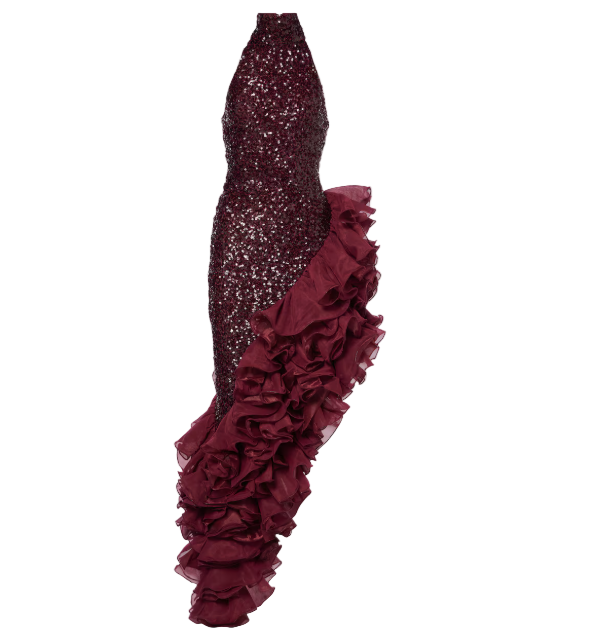 Rotate Ruffled Sequined Midi Dress