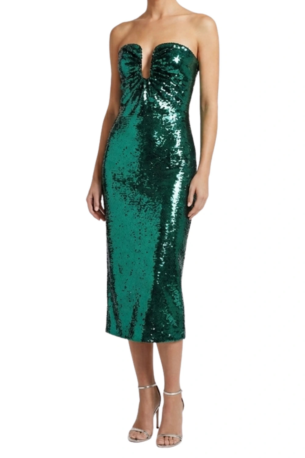 Roland Mouret Green Sequin Midi Dress