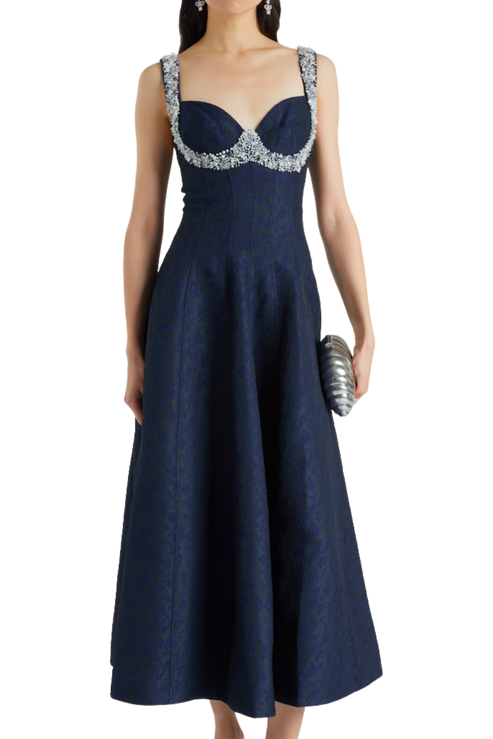 Simkhai Charlotte Embellished Jacquard Midi Dress