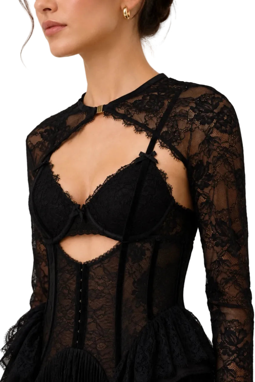Zimmermann Black Valiant Lingerie Mini Dress