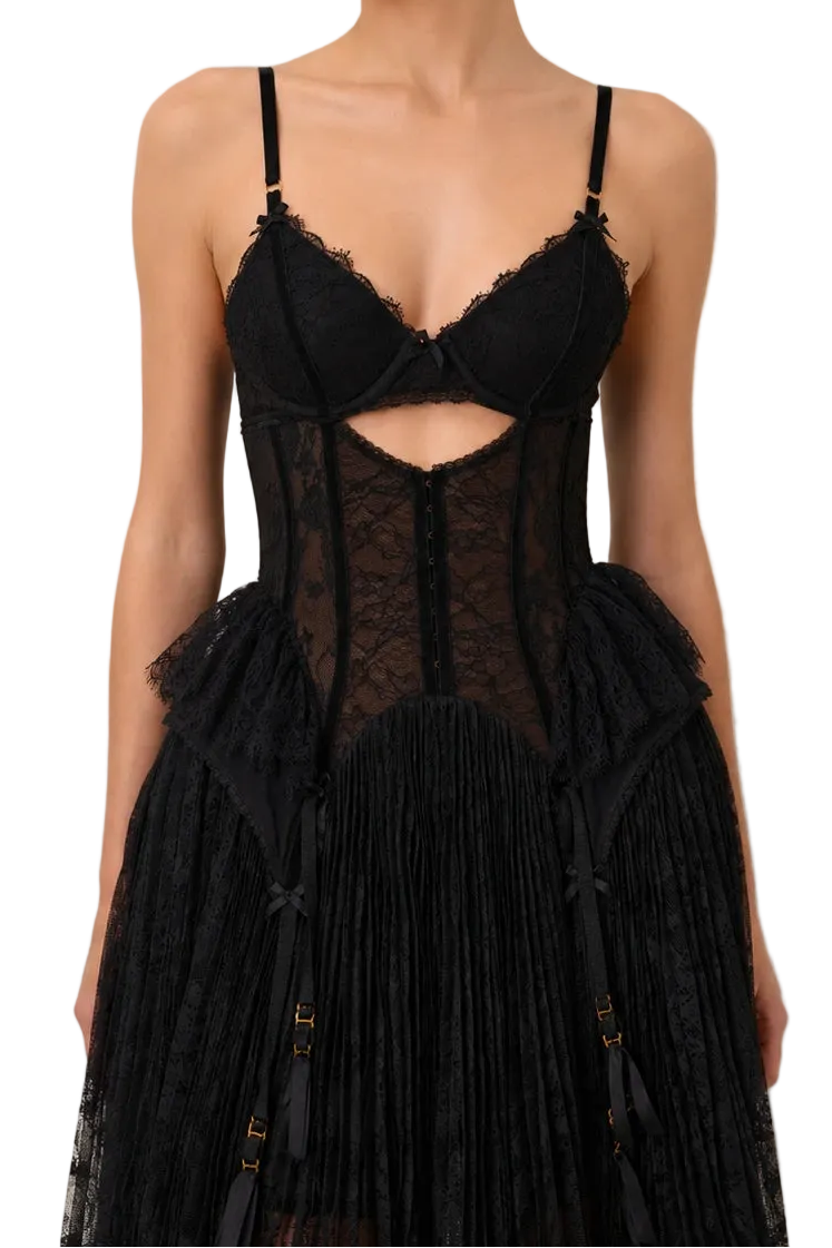 Zimmermann Black Valiant Lingerie Mini Dress