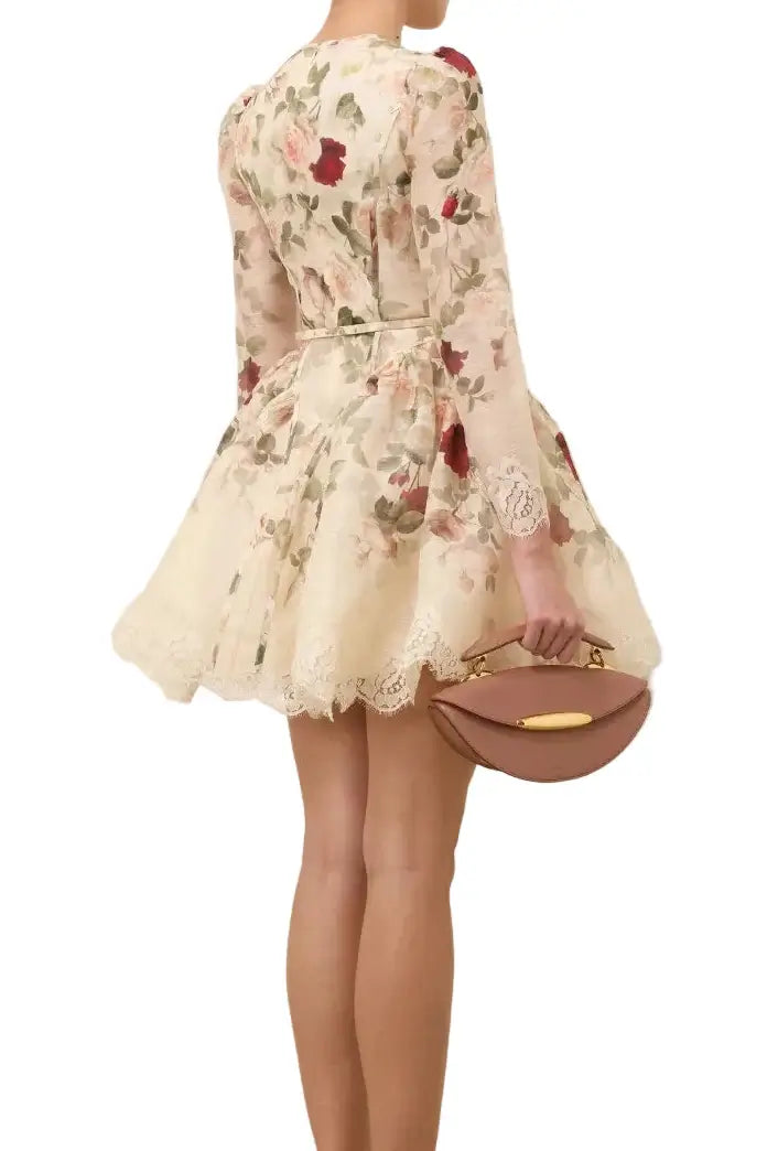 Zimmermann Cream Cascade Hypnotic Lace Trim Mini Dress available at Style Me Up, Central Coast, Australia