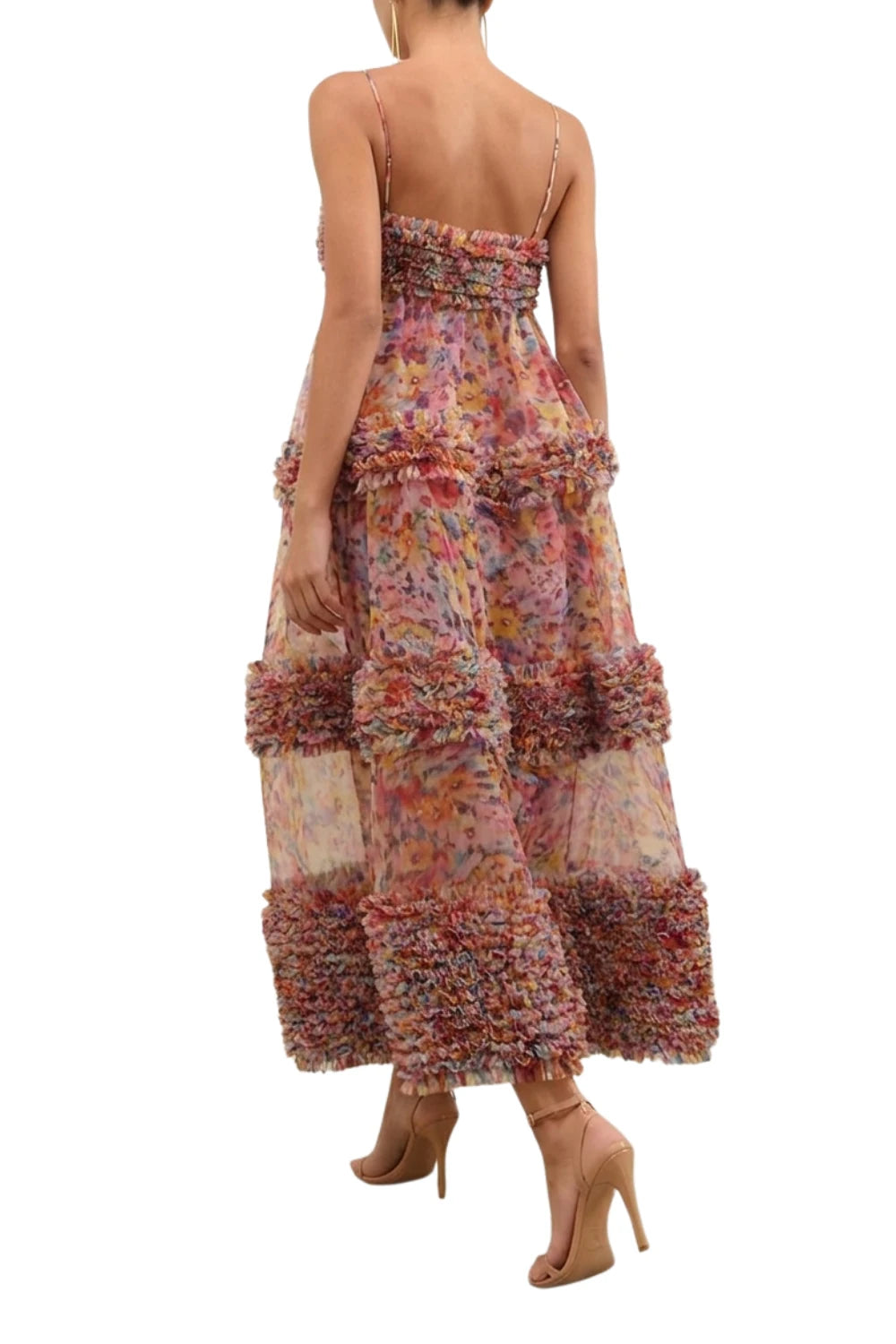 Zimmermann Luna Ruffle Bandeau Gown