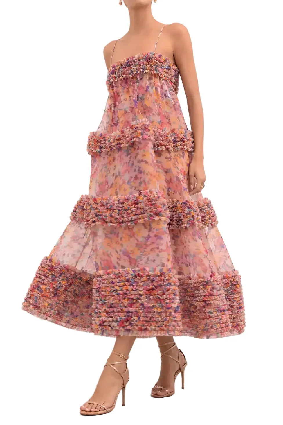 Zimmermann Luna Ruffle Bandeau Gown