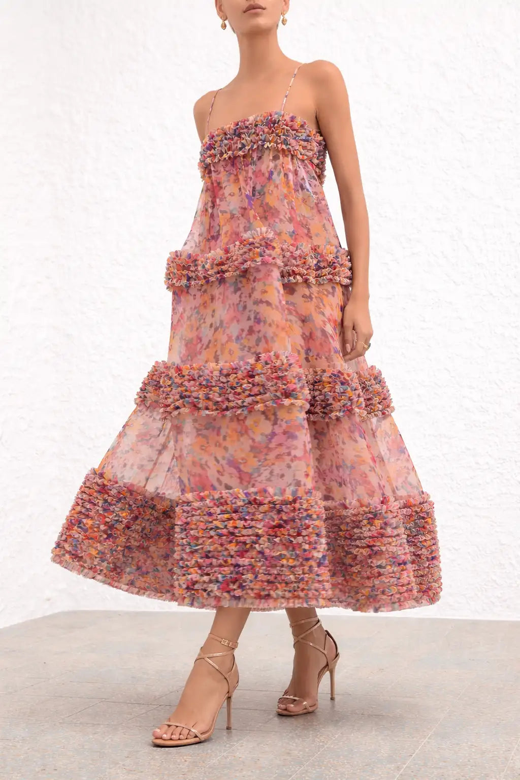 Zimmermann Luna Ruffle Bandeau Gown