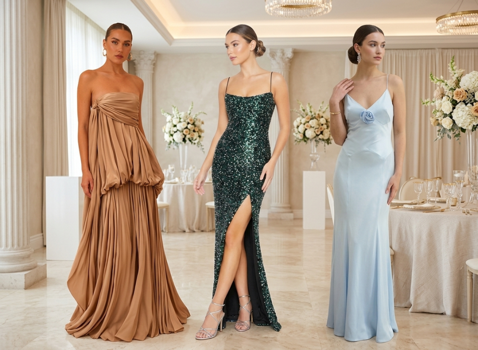 Black tie wedding guest dress available for hire at Style Me Up, Australia