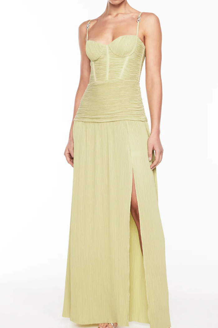 Lime Green Double Time Pleat Dress