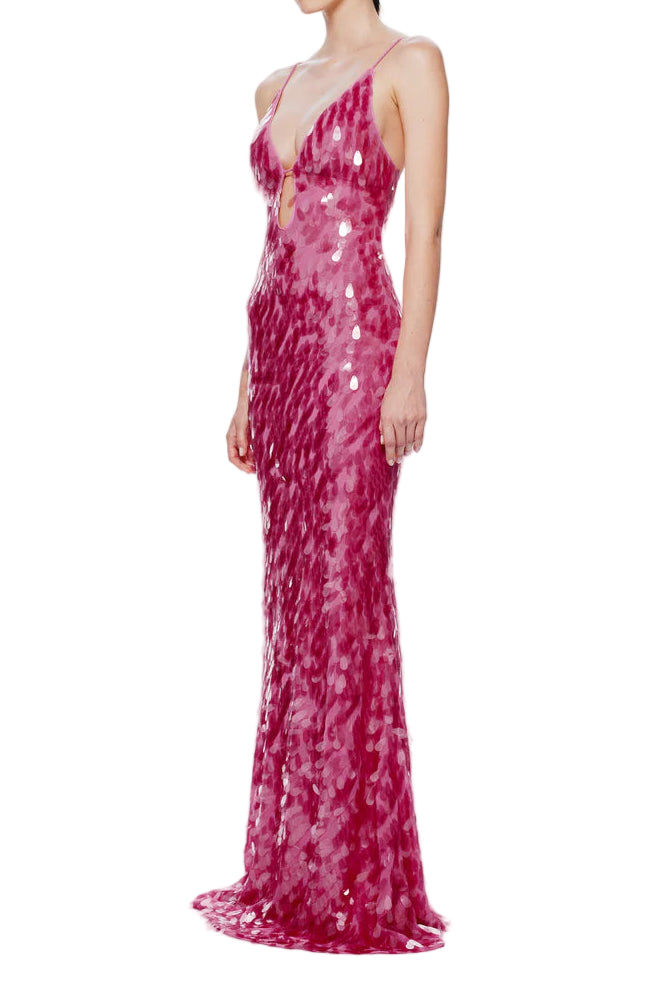 Sapphire Sequin Maxi Dress in Fuchsia