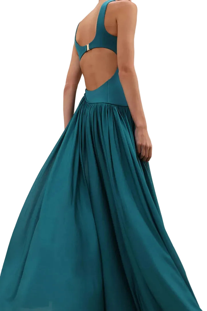 Zimmermann Luna Asymmetric Jersey Dress in Teal