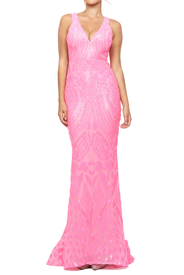 Harita V Neck Fishtail Gown