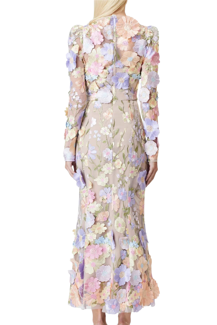Shannon 3D Floral Midi Dress