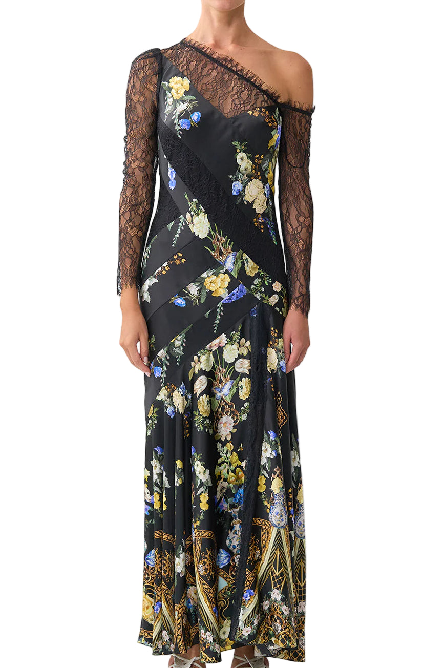 Ottoman Elegance Lace Splice One Shoulder Dress