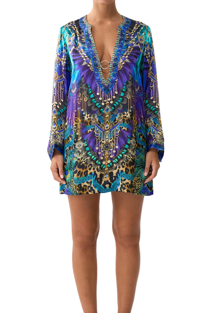 Cosmic Zoology Deep V Neck Short Kaftan