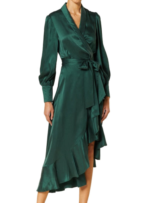 Zimmermann Green Wrap Midi Dress