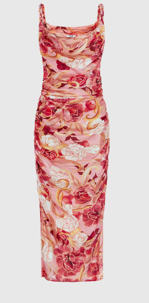 Pink Floral Rachel Cowl Slip Dress