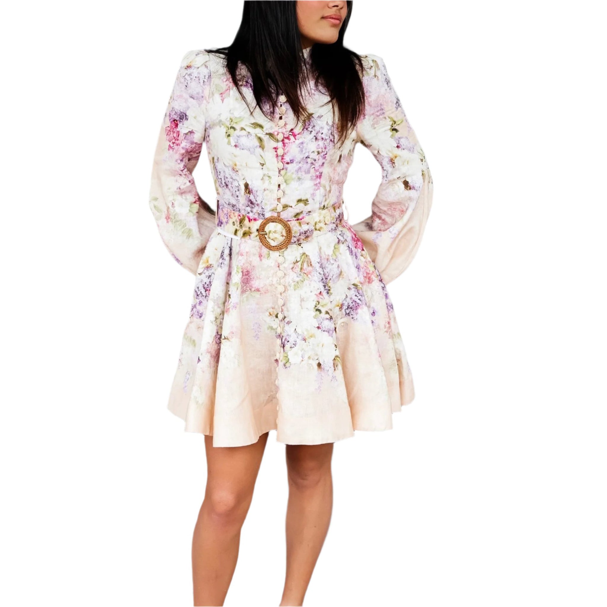 Lyrical Buttoned Mini Linen Dress