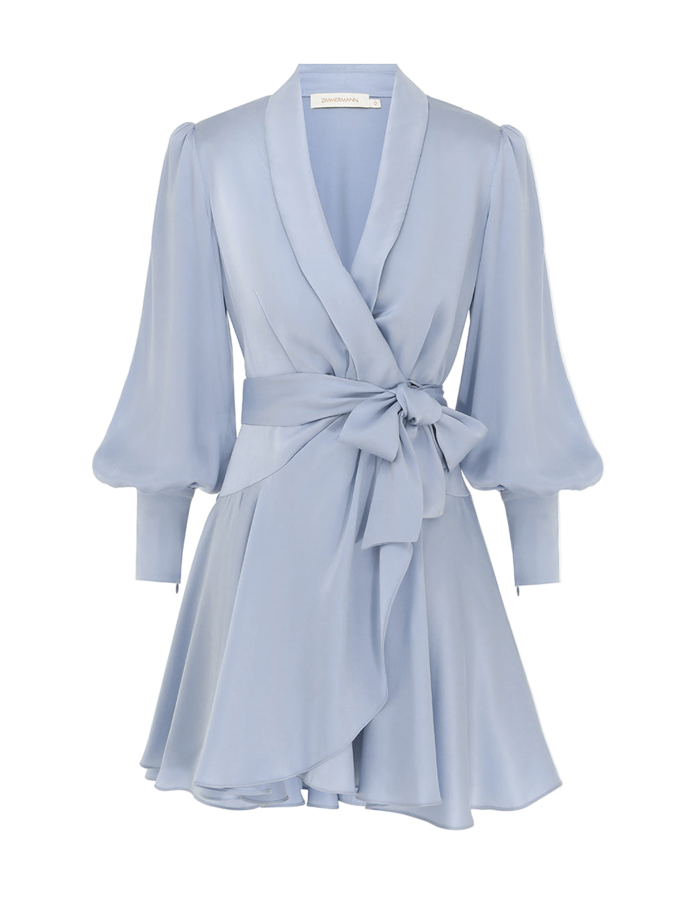 Zimmermann Pale Blue Silk Wrap Mini Dress