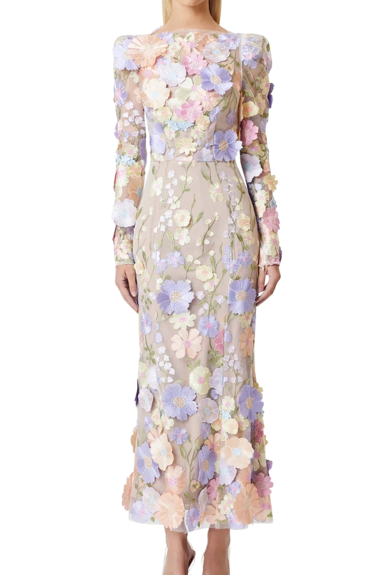 Shannon 3D Floral Midi Dress