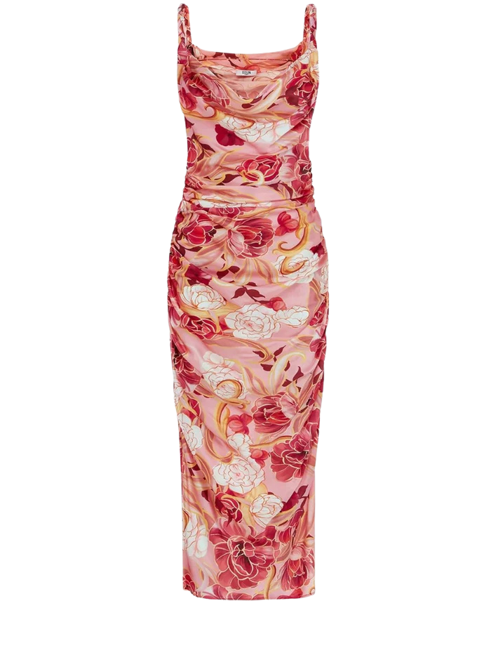 Pink Floral Rachel Cowl Slip Dress