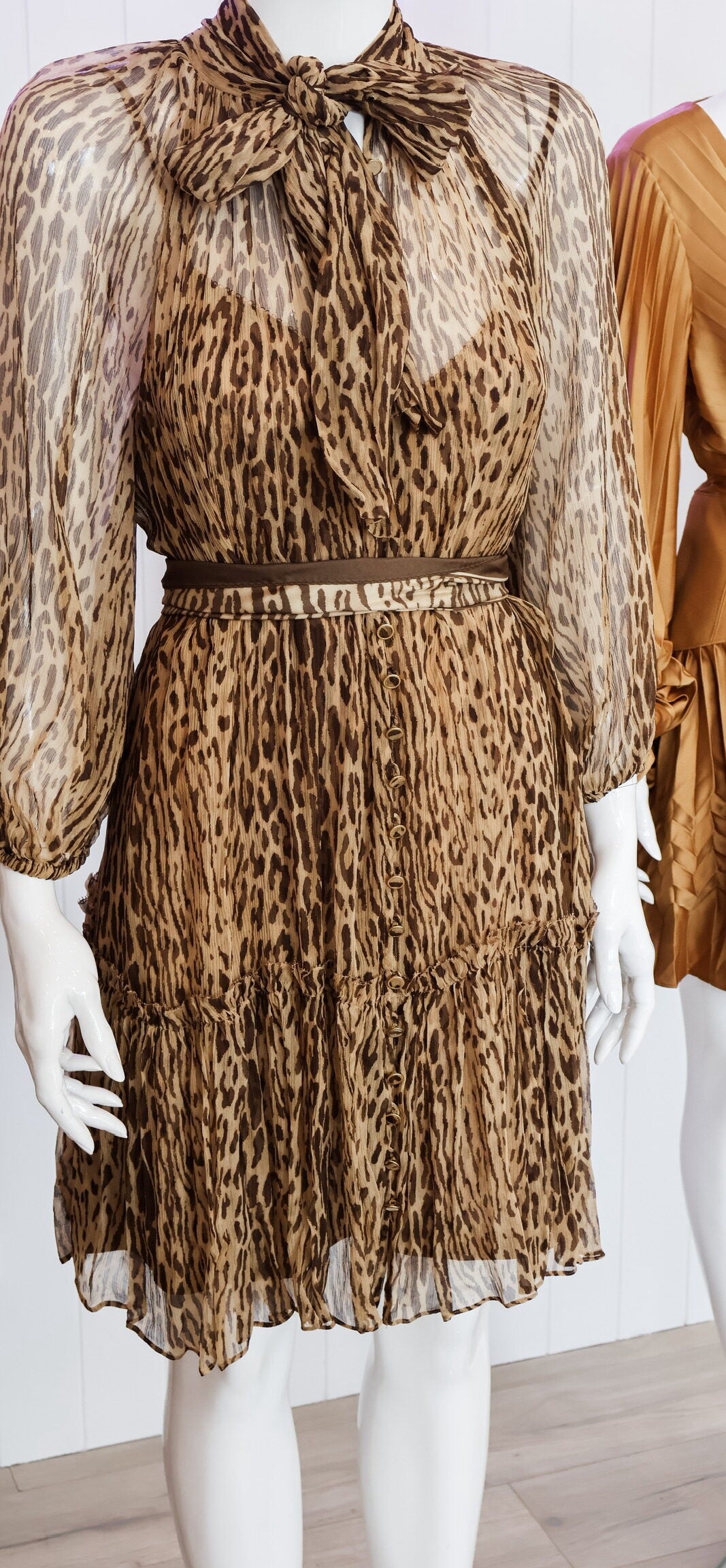 Silk Espionage Tie-Neck Mini Dress