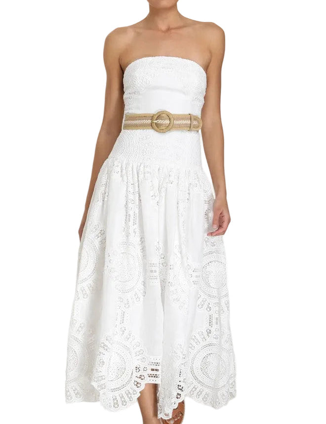 Zimmermann Vacay Strapeless Midi Dress